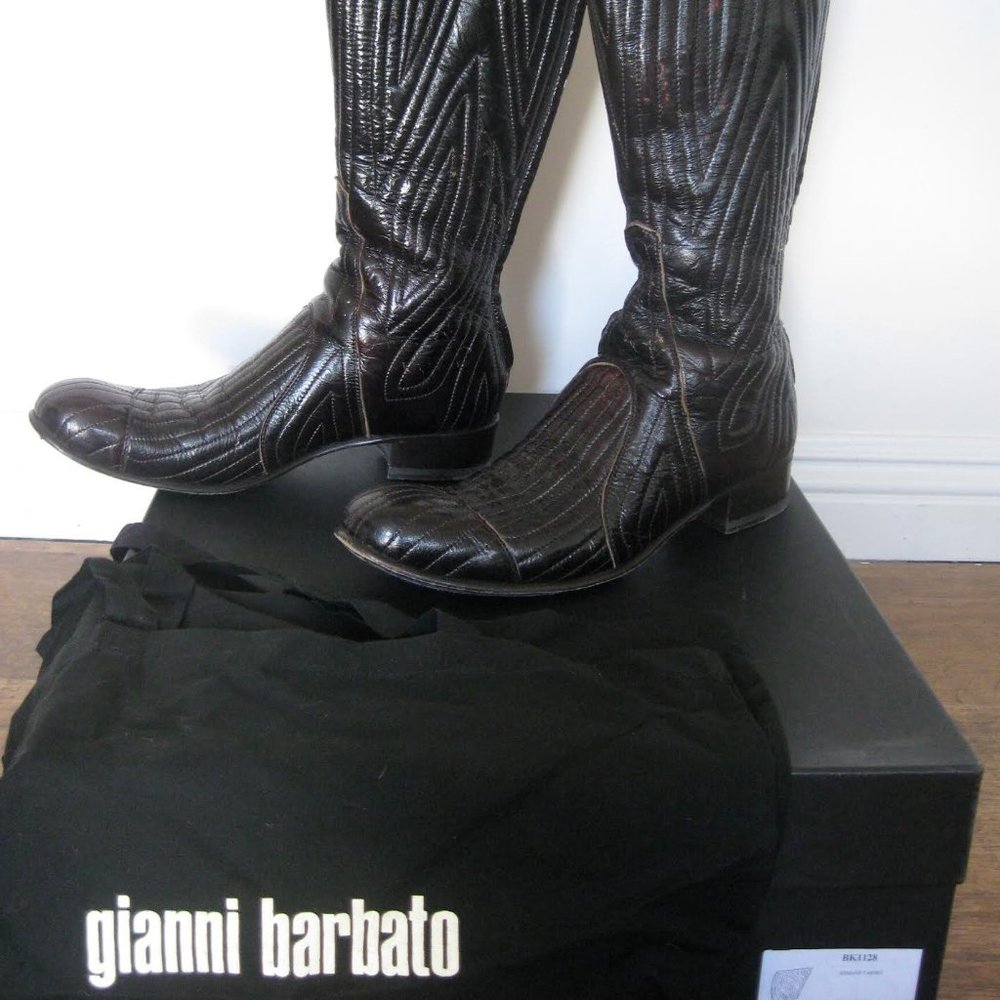 GIANNI BARBATO  OX BLOOD LEATHER CALVE HIGH BOOTS SZ 9 1/2-10 OR EU 39